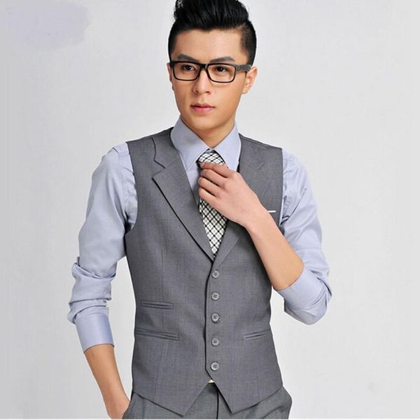 men's vests mens single breasted vest men dress suit formal light grey gilet slim business jacket homme custom, Black;white
men's vests mens single breasted vest men dress suit formal light grey gilet slim business jacket homme custom, Black;white