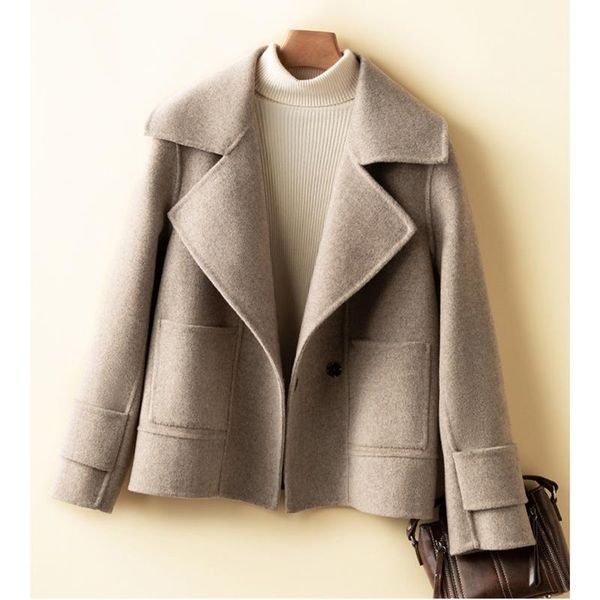 women's wool & blends elegant button up collared with pocket coat women casual office lady turndown collar long sleeve loose autumn win, Black
women's wool & blends elegant button up collared with pocket coat women casual office lady turndown collar long sleeve loose autumn win, Black