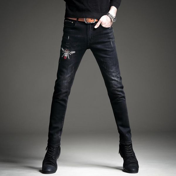 2021 autumn men black jeans fashion honeybee strass fine fit pencil pants rxzq, White;black
2021 autumn men black jeans fashion honeybee strass fine fit pencil pants rxzq, White;black