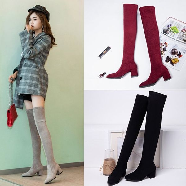2020 new pointed over the knee thick suede elastic high heeled fashion boots women's shoes, White;red
2020 new pointed over the knee thick suede elastic high heeled fashion boots women's shoes, White;red