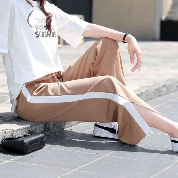 summer women pantalones tie wide leg striped pants female high waist slit thin chiffon plus size casual ladies trousers 210603, Black;white
summer women pantalones tie wide leg striped pants female high waist slit thin chiffon plus size casual ladies trousers 210603, Black;white