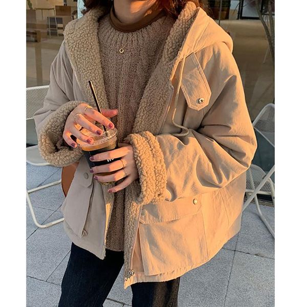 women's down & parkas double side can wear women coat 2021 autumn winter jacket korean loose lining with fluff hooded female, Black
women's down & parkas double side can wear women coat 2021 autumn winter jacket korean loose lining with fluff hooded female, Black