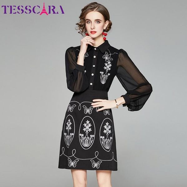 casual dresses tesscara women autumn luxury embroidery dress shirt vintage office party robe femme designer black a-line vestid, Black;gray
casual dresses tesscara women autumn luxury embroidery dress shirt vintage office party robe femme designer black a-line vestid, Black;gray