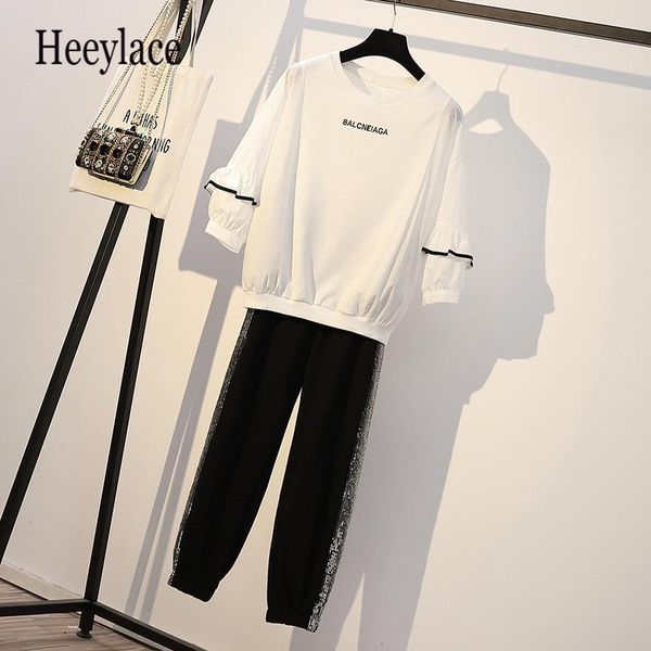 women's two piece pants plus size women tracksuits for pullover and side sequined long suits casual sportswear sets, White
women's two piece pants plus size women tracksuits for pullover and side sequined long suits casual sportswear sets, White