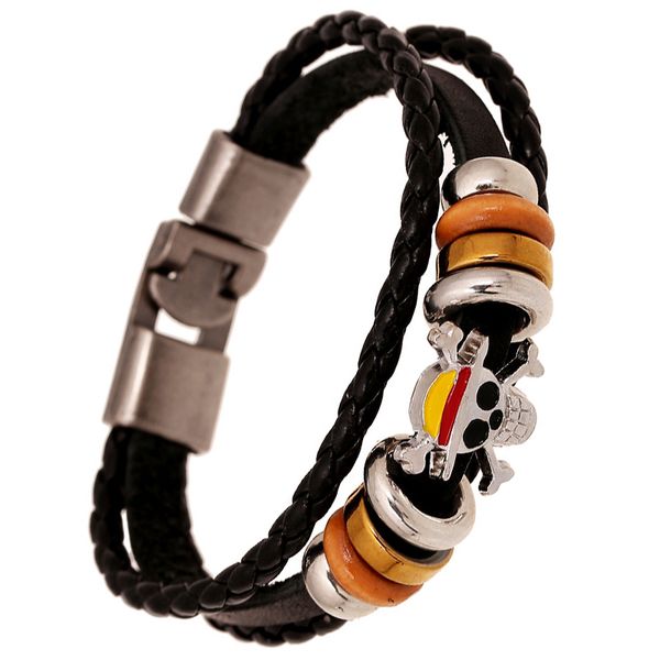 multi-layers handmade straw-hat-pirates bracelets braided leather bracelet for men male hand jewelry one-pieces jolly flag, Golden;silver
multi-layers handmade straw-hat-pirates bracelets braided leather bracelet for men male hand jewelry one-pieces jolly flag, Golden;silver
