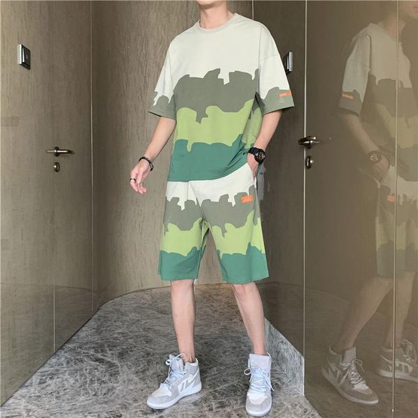 men's tracksuits summer short-sleeved t-shirt sports suit korean student style loose casual shorts tide two-piece, Gray
men's tracksuits summer short-sleeved t-shirt sports suit korean student style loose casual shorts tide two-piece, Gray