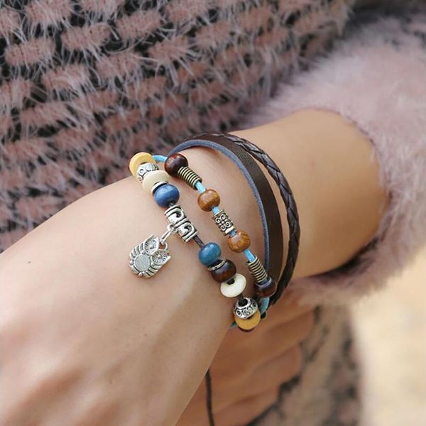charm bracelets vintage pendant beaded bracelet braided leather for men adjustable bangle women punk creative student's jewellery, Golden;silver
charm bracelets vintage pendant beaded bracelet braided leather for men adjustable bangle women punk creative student's jewellery, Golden;silver