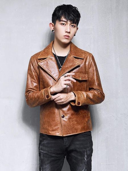 men's leather & faux genuine jacket real cow men biker motorcycle blazers slim coat 19-07a kj3219, Black
men's leather & faux genuine jacket real cow men biker motorcycle blazers slim coat 19-07a kj3219, Black