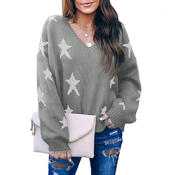 style womens sweater fashion long sleeve star print v-neck blouse sweaters fall 2021 truien dames women's, White;black
style womens sweater fashion long sleeve star print v-neck blouse sweaters fall 2021 truien dames women's, White;black