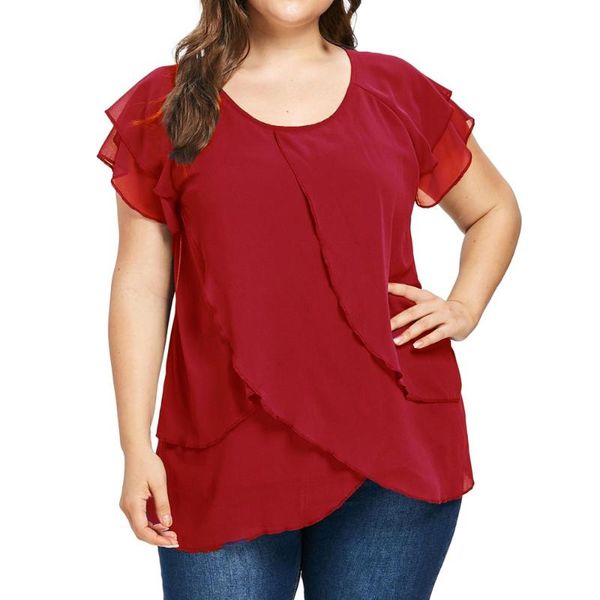 plus size t-shirt elegant chiffon women casual short sleeve solid ruffles blouse summer large tunics, Black
plus size t-shirt elegant chiffon women casual short sleeve solid ruffles blouse summer large tunics, Black