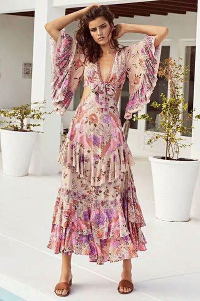 casual dresses 2021 chiffon dress woman print summer fashion waist long trumpet sleeves ruffled seaside holiday, Black;gray
casual dresses 2021 chiffon dress woman print summer fashion waist long trumpet sleeves ruffled seaside holiday, Black;gray