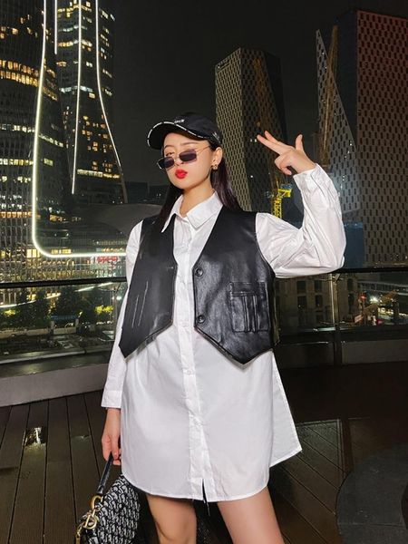 women's vests black women fashion pu coats elegant straight simple female ladies fall 2021 clothing waistcoat, Black;white
women's vests black women fashion pu coats elegant straight simple female ladies fall 2021 clothing waistcoat, Black;white