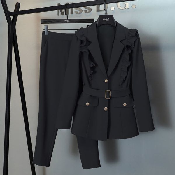 women's two piece pants elegant woman's ensemble with frills, plus size, office, long sleeve, jacket and pants, two pieces, autumn, White
women's two piece pants elegant woman's ensemble with frills, plus size, office, long sleeve, jacket and pants, two pieces, autumn, White