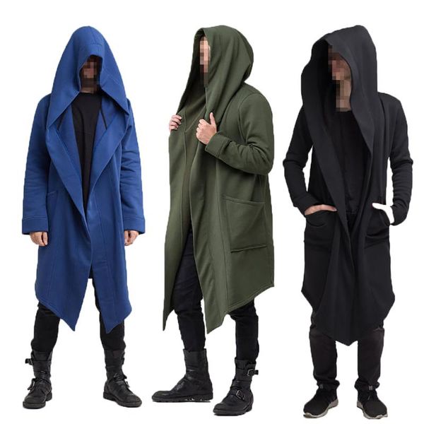 men's wool & blends 2021 fashion men overcoat long solid color hood punk cardigan tunic hoodie sleeve coat unique streetwear, Black
men's wool & blends 2021 fashion men overcoat long solid color hood punk cardigan tunic hoodie sleeve coat unique streetwear, Black