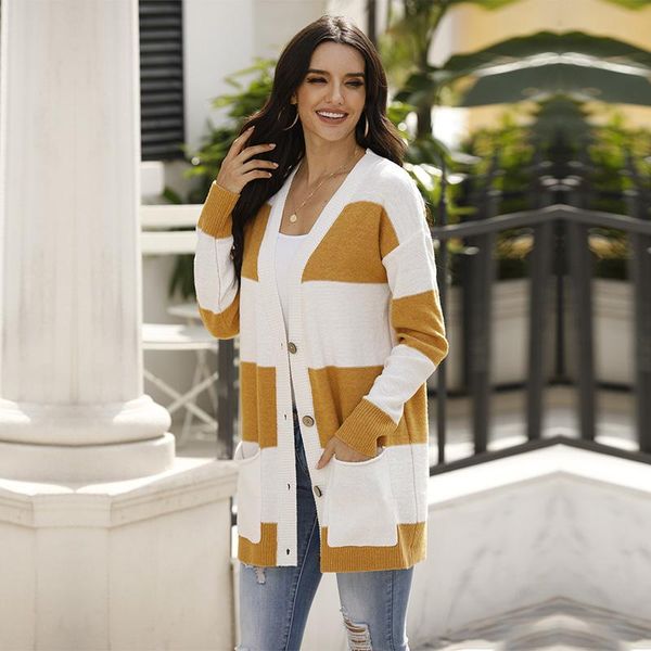 women's knits & tees women long pockets open stitch sweater 2021 autumn winter casual striped knitted cardigans, White
women's knits & tees women long pockets open stitch sweater 2021 autumn winter casual striped knitted cardigans, White