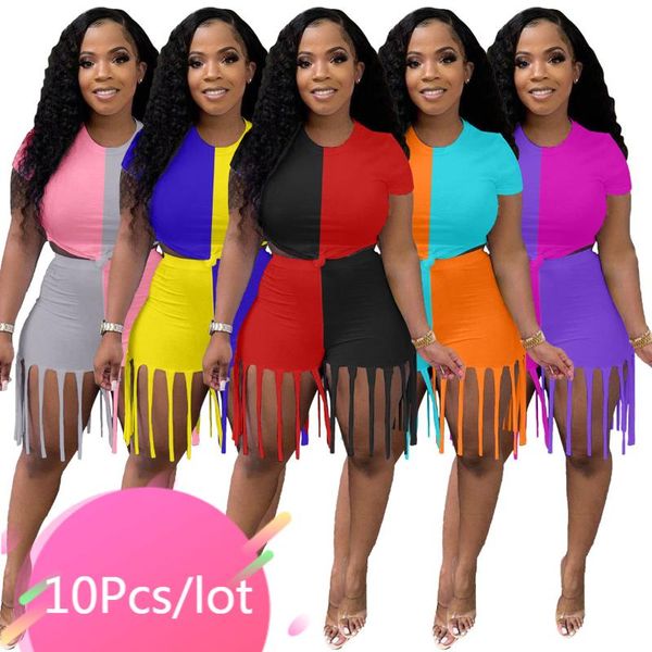 women's tracksuits bulk item wholesale lots two pieces outfits women patchwork short sleeve tassel shorts casual matching sets 2021, Gray
women's tracksuits bulk item wholesale lots two pieces outfits women patchwork short sleeve tassel shorts casual matching sets 2021, Gray