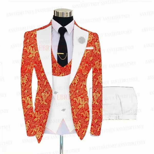 men's suits & blazers 2021 fashion red floral printed suit men 3 piece gold groom wedding tuxedo slim fit shiny blazer jacket vest pant, White;black
men's suits & blazers 2021 fashion red floral printed suit men 3 piece gold groom wedding tuxedo slim fit shiny blazer jacket vest pant, White;black