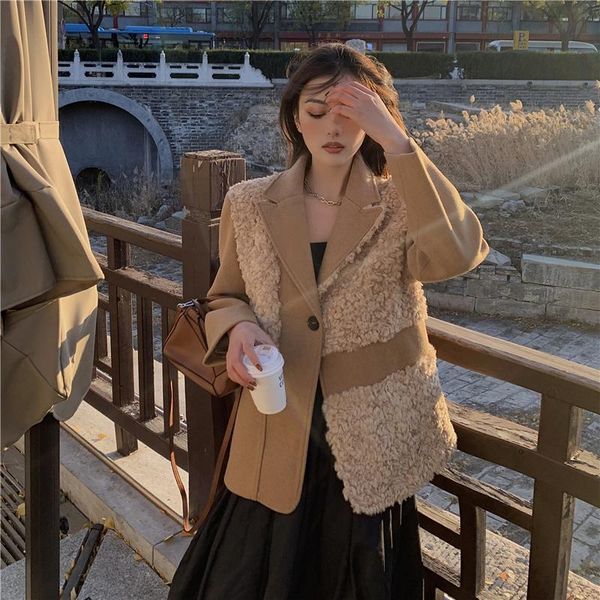 women's suits & blazers superaen 2021 french lamb wool patchwork coat autumn and winter silhouette notched suit jacket ladies blazer, White;black
women's suits & blazers superaen 2021 french lamb wool patchwork coat autumn and winter silhouette notched suit jacket ladies blazer, White;black