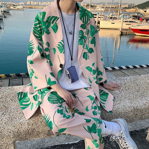oversize 2021 new printed green leaf style blue summer suits korean fashion streetwear modern men's boyfriend clothes ctmg, White;black
oversize 2021 new printed green leaf style blue summer suits korean fashion streetwear modern men's boyfriend clothes ctmg, White;black