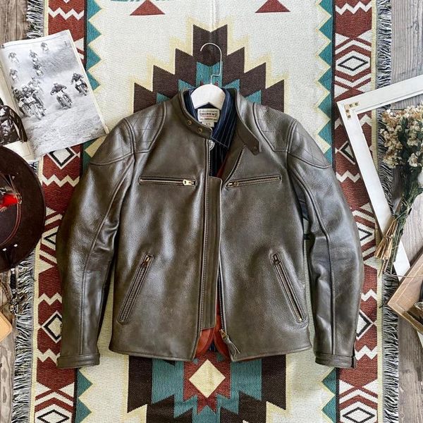 men's leather & faux thick no coating penetration head layer cowhide collar brief paragraph motorcycle jacket japanese restore, Black
men's leather & faux thick no coating penetration head layer cowhide collar brief paragraph motorcycle jacket japanese restore, Black