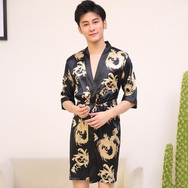 men's sleepwear men cardigan rayon kimono bathrobe print dragon dressing gown lounge bridegroom casual nightgown home clothes, Black;brown
men's sleepwear men cardigan rayon kimono bathrobe print dragon dressing gown lounge bridegroom casual nightgown home clothes, Black;brown