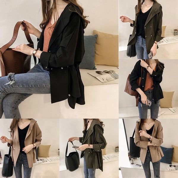 women's trench coats women spring autumn overcoat windbreaker long sleeved hooded jacket coat lady korean loose casual thin, Tan;black
women's trench coats women spring autumn overcoat windbreaker long sleeved hooded jacket coat lady korean loose casual thin, Tan;black