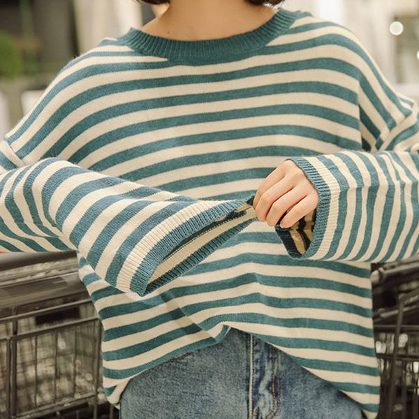 2021 new women sweater korean style casual female striped o-neck knitted pullovers loose fit ladies knitwear spring 7ruq, White;black
2021 new women sweater korean style casual female striped o-neck knitted pullovers loose fit ladies knitwear spring 7ruq, White;black