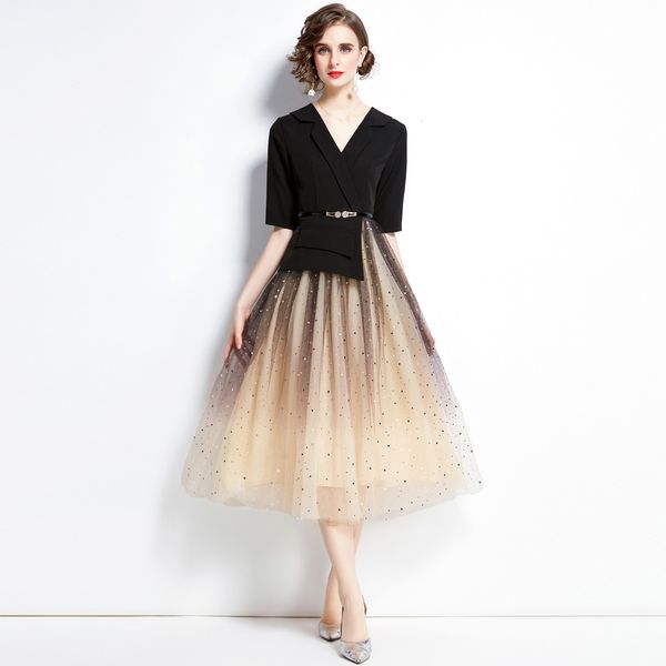 celebrity temperament dress 2021 early autumn design sense of minority fake two-piece mesh skirt medium length, Black;gray
celebrity temperament dress 2021 early autumn design sense of minority fake two-piece mesh skirt medium length, Black;gray