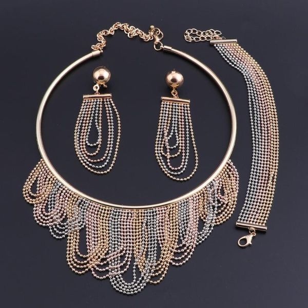 earrings & necklace oeoeos fashion charm jewelry sets for women african tassel bracelet party dress accessories, Silver
earrings & necklace oeoeos fashion charm jewelry sets for women african tassel bracelet party dress accessories, Silver