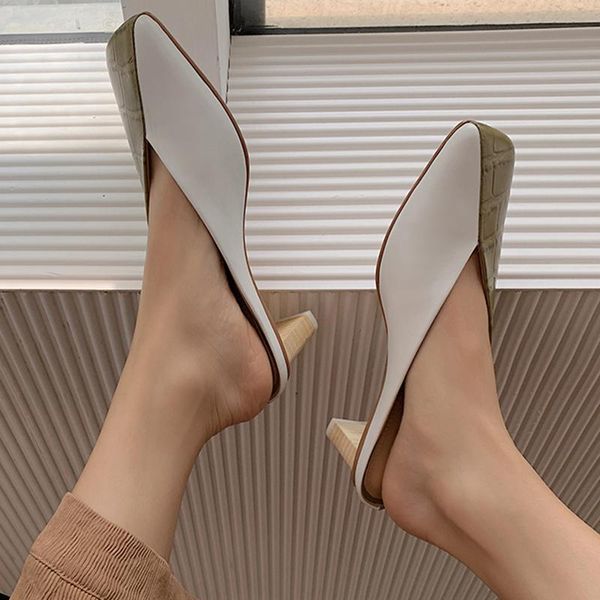 slippers summer high heels women patchwork shoes flipflops lazy mullers outdoor sandals female 2021 pumps zapatillas mujer, Black
slippers summer high heels women patchwork shoes flipflops lazy mullers outdoor sandals female 2021 pumps zapatillas mujer, Black