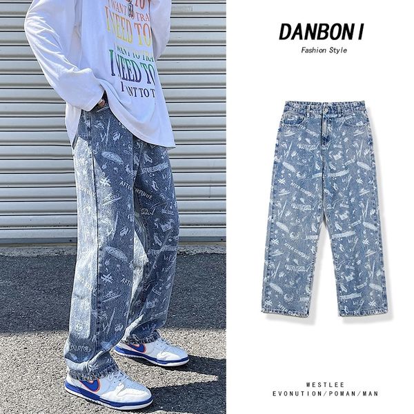 dbn menswear # high street style jeans 2021 autumn straight hiphop printed pants men, Blue
dbn menswear # high street style jeans 2021 autumn straight hiphop printed pants men, Blue