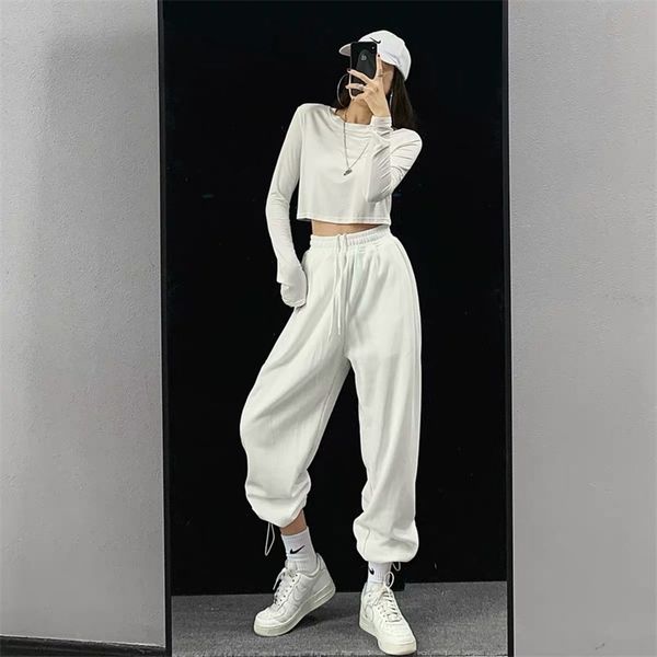 mingliusili solid korean style sweatpant summer fashion joggers high waist streetwear loose casual trousers 211007, Black;white
mingliusili solid korean style sweatpant summer fashion joggers high waist streetwear loose casual trousers 211007, Black;white