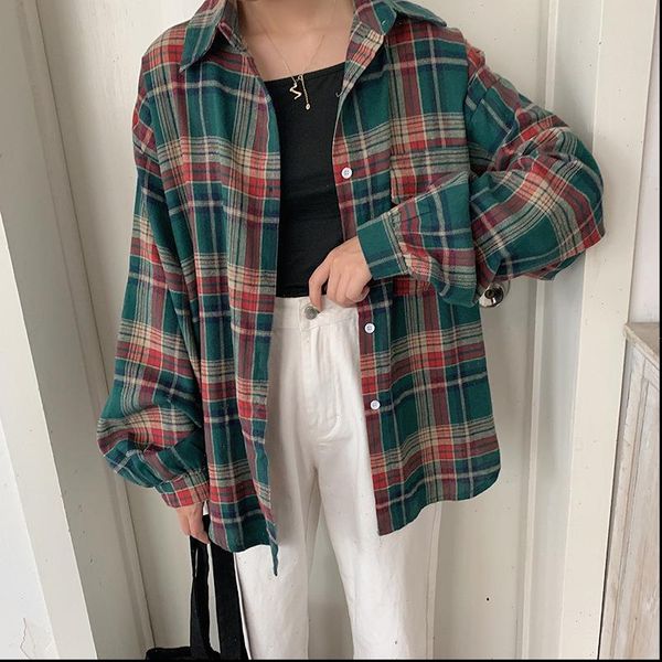 johnature women plaid shirts korean style 2021 autumn new pockets long sleeve blouses vintage women cloths harajuku button shirt, White
johnature women plaid shirts korean style 2021 autumn new pockets long sleeve blouses vintage women cloths harajuku button shirt, White
