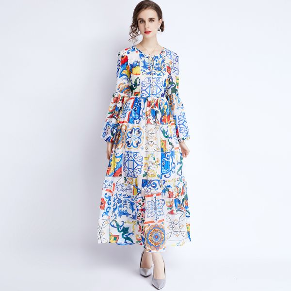 maxi dress seaside vacation show thin 2021 blue and white porcelain lantern long sleeve printed large swing, Black;gray
maxi dress seaside vacation show thin 2021 blue and white porcelain lantern long sleeve printed large swing, Black;gray
