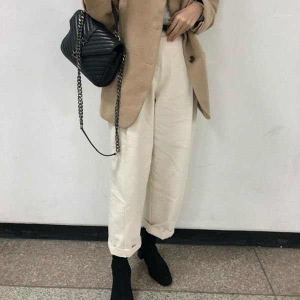 women's pants & capris 2021 women autumn beige high waist loose wide leg brief creasd casual midi trousers, Black;white
women's pants & capris 2021 women autumn beige high waist loose wide leg brief creasd casual midi trousers, Black;white