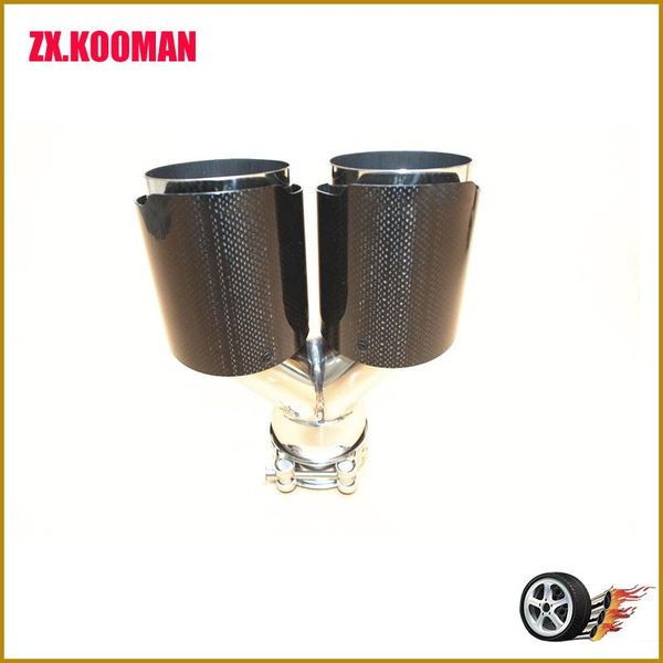 manifold & parts 1pcs carbon fiber exhaust tips y model dual pipe super bright with aklogo custom 
manifold & parts 1pcs carbon fiber exhaust tips y model dual pipe super bright with aklogo custom