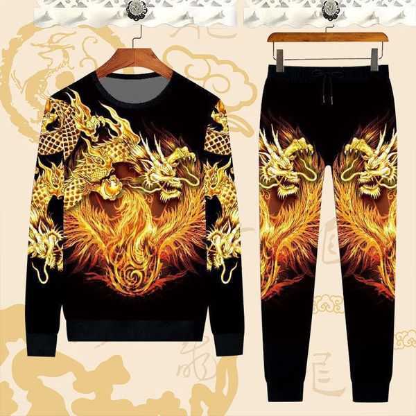 men's tracksuits men long sleeve t-shirt casual 3ddragon pattern pants 2 piece clothing chinese style dragon suit autumn winter, Gray
men's tracksuits men long sleeve t-shirt casual 3ddragon pattern pants 2 piece clothing chinese style dragon suit autumn winter, Gray