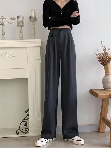 women's pants & capris small loose wide leg high waist 2021 spring straight tube slim and drooping floor dragging suit, Black;white
women's pants & capris small loose wide leg high waist 2021 spring straight tube slim and drooping floor dragging suit, Black;white
