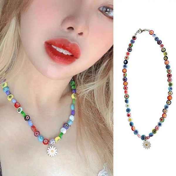 chains kiwiberry female daisy pendant necklace glass freshwater pearl small flower color beaded clavicle chain, Silver
chains kiwiberry female daisy pendant necklace glass freshwater pearl small flower color beaded clavicle chain, Silver
