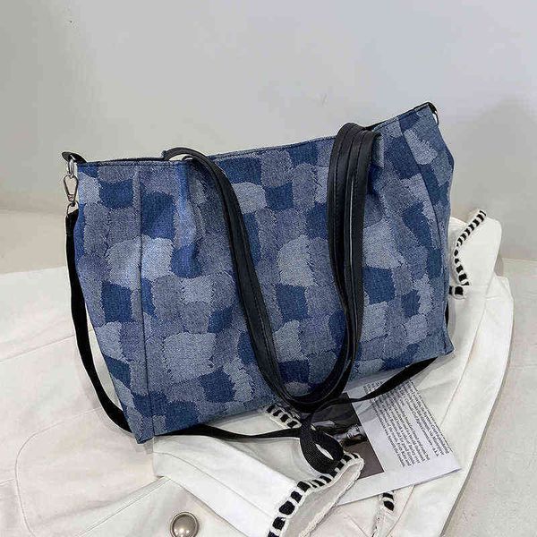 nxy shopping bags women's 2022 new fashion large capacity soft plaid canvas crossbody blue black shopper 220128
nxy shopping bags women's 2022 new fashion large capacity soft plaid canvas crossbody blue black shopper 220128