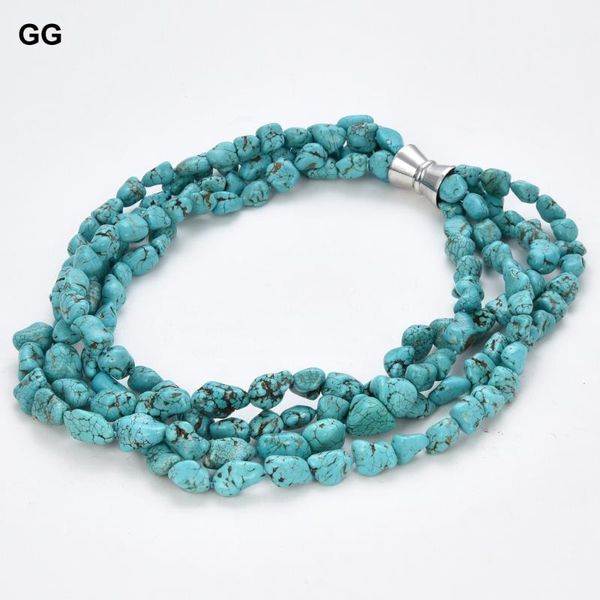 chains guaiguai jewelry 20" 4 strands orm blue turquoises nugget beads necklace for women, Silver
chains guaiguai jewelry 20" 4 strands orm blue turquoises nugget beads necklace for women, Silver