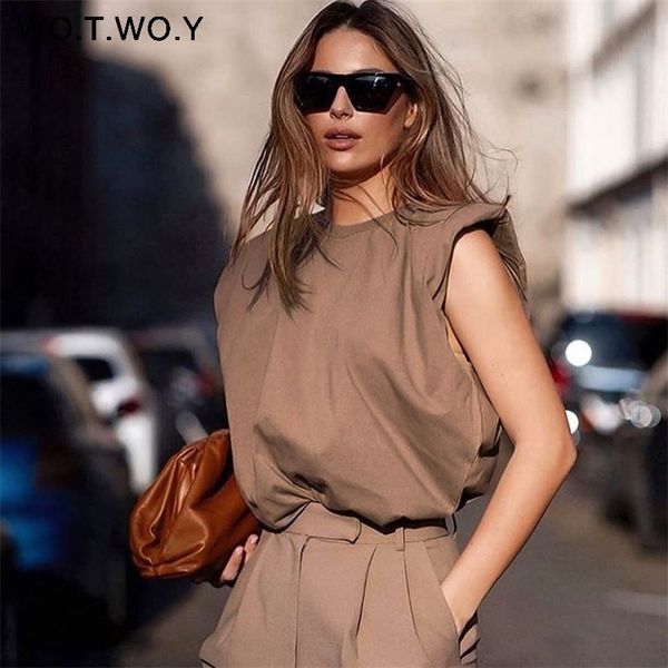 wotwoy elegant sleeveless loose t-shirt women high street summer tee shirt female cotton black white korean women 210315
wotwoy elegant sleeveless loose t-shirt women high street summer tee shirt female cotton black white korean women 210315
