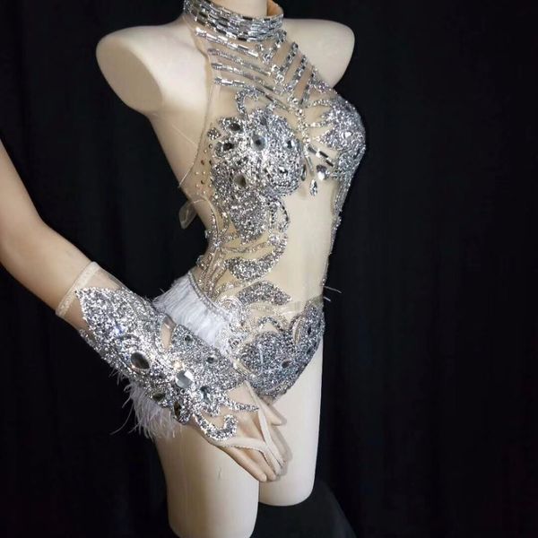 sparkly silver crystals mesh bodysuit feather leotard outfit women bar dance stage party dance costume celebrate costumes, Black;red
sparkly silver crystals mesh bodysuit feather leotard outfit women bar dance stage party dance costume celebrate costumes, Black;red