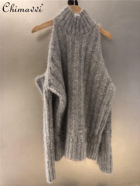 women's sweaters jumper 2021 autumn winter half turtleneck off shoulder mohair wool sweater female koean fashion long sleeve pullover, White;black
women's sweaters jumper 2021 autumn winter half turtleneck off shoulder mohair wool sweater female koean fashion long sleeve pullover, White;black