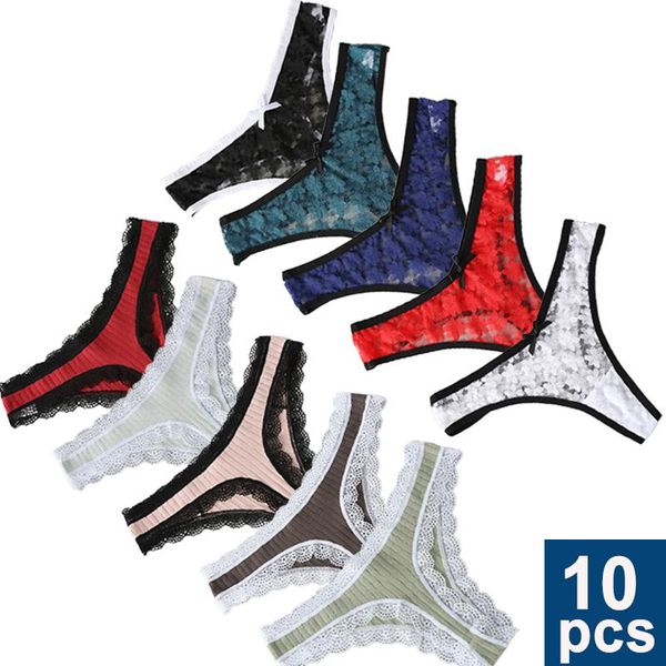 women's panties 10pcs/set g-string women lace underwear female underpants comfortable thong solid color pantys low waist lingerie, Black;pink
women's panties 10pcs/set g-string women lace underwear female underpants comfortable thong solid color pantys low waist lingerie, Black;pink