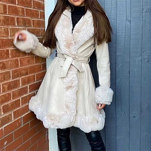 elina pu leather long jackets women fashion tie belt waist coats elegant side pockets faux fur female ladies 211215, Black
elina pu leather long jackets women fashion tie belt waist coats elegant side pockets faux fur female ladies 211215, Black