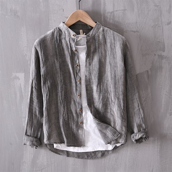 2021 new design spring and summer italy brand shirts linen pure fabric flax for men solid comfortable shirt mens overhemd aapw, White;black 
2021 new design spring and summer italy brand shirts linen pure fabric flax for men solid comfortable shirt mens overhemd aapw, White;black