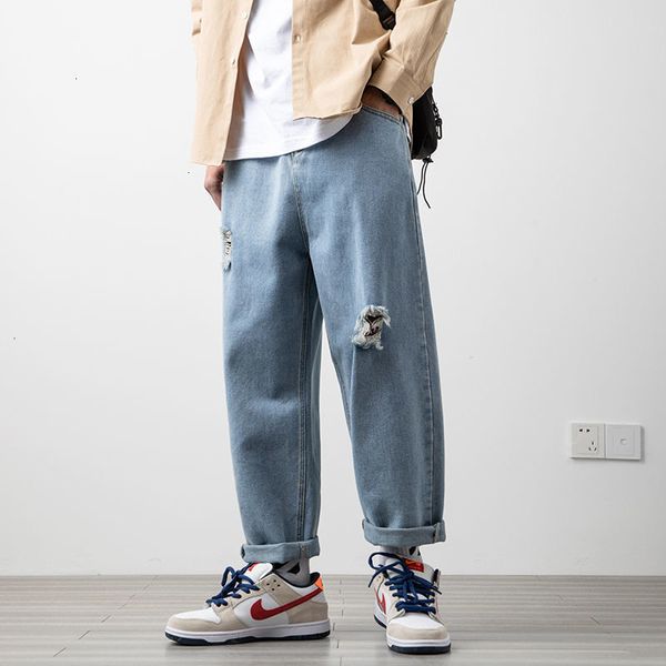 men's new casual oversize 2021 straight woman hole denim pants korean streetwear man solid color jeans clothing doe5, Blue
men's new casual oversize 2021 straight woman hole denim pants korean streetwear man solid color jeans clothing doe5, Blue