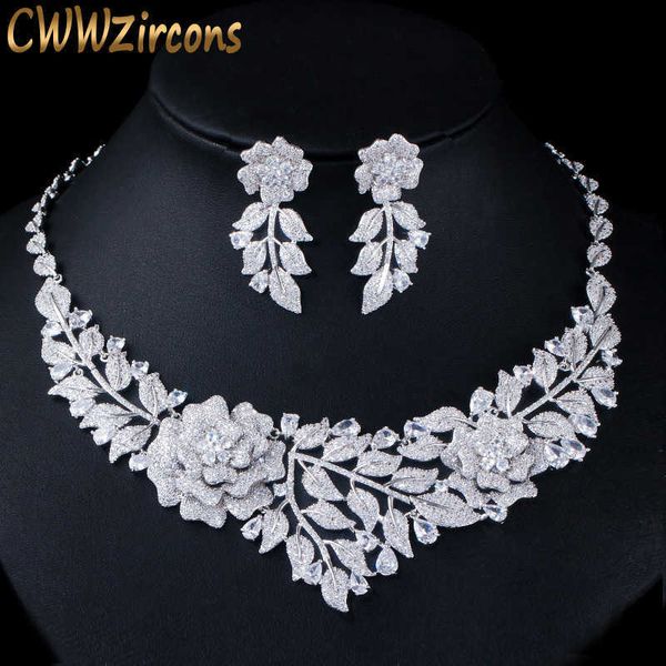 statement big flower leaf drop cubic zircon women wedding party costume necklace earrings jewelry set for brides t420 210714, Silver
statement big flower leaf drop cubic zircon women wedding party costume necklace earrings jewelry set for brides t420 210714, Silver
