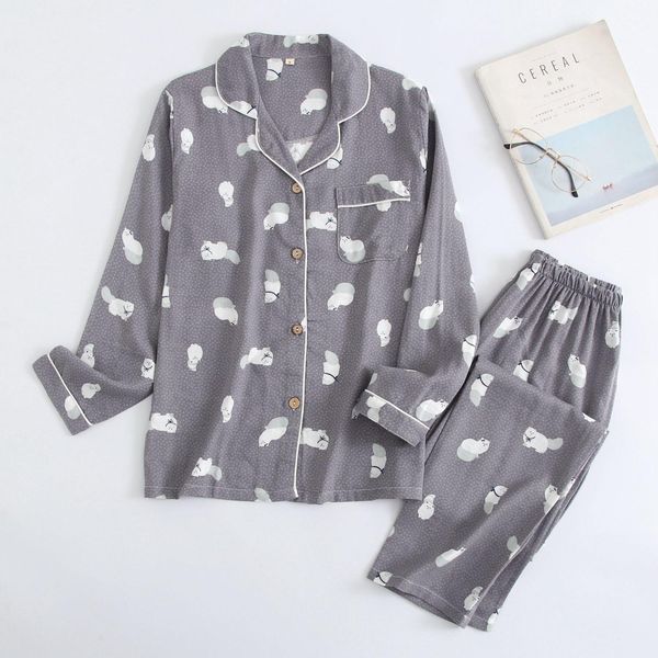 new ladies pajamas sets 100% gauze cotton cartoon printed pyjamas women 2pcs turn-down neck shirt+pants comfort nature sleepwear, Black;red
new ladies pajamas sets 100% gauze cotton cartoon printed pyjamas women 2pcs turn-down neck shirt+pants comfort nature sleepwear, Black;red